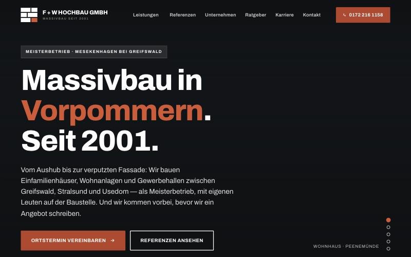 Startseite von F + W Hochbau GmbH